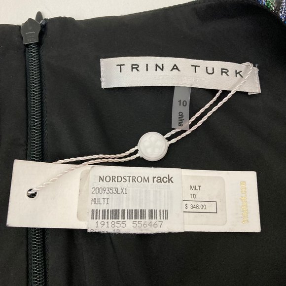 NWT Trina Turk Cherry Blossom Dress Size 10 Multi Color Cocktail Party Metallic - Picture 9 of 11